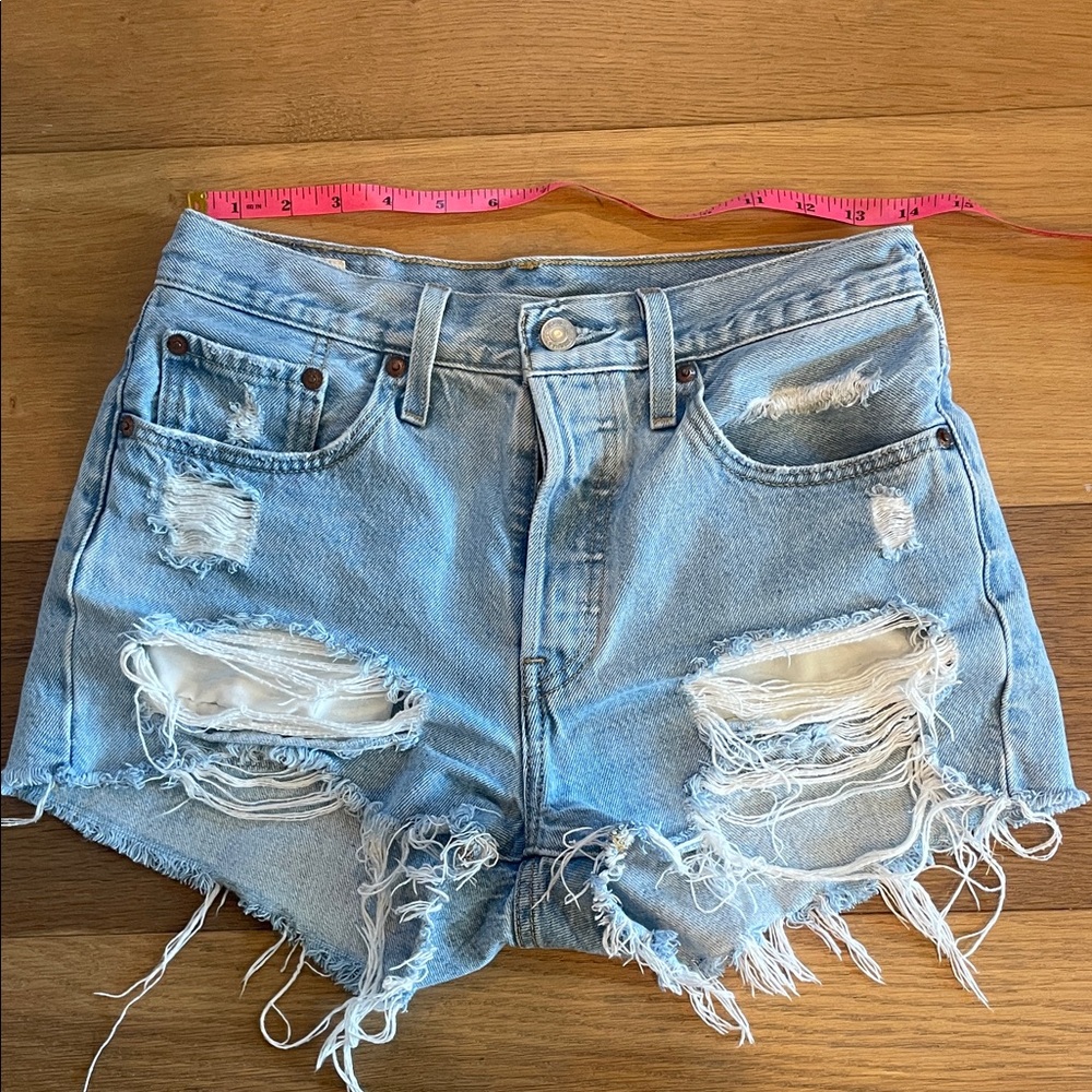 Levi's Light Blue Distressed Jean Shorts
